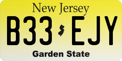 NJ license plate B33EJY