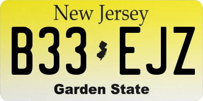 NJ license plate B33EJZ