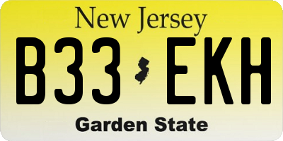 NJ license plate B33EKH