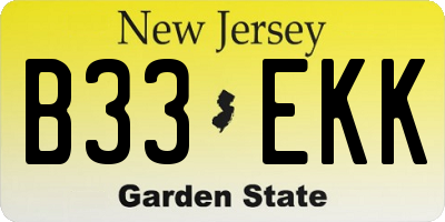 NJ license plate B33EKK