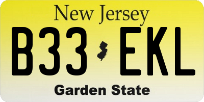 NJ license plate B33EKL