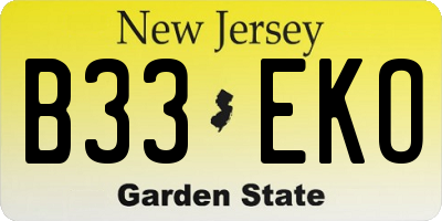 NJ license plate B33EKO