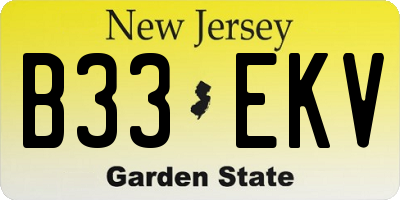 NJ license plate B33EKV