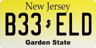 NJ license plate B33ELD