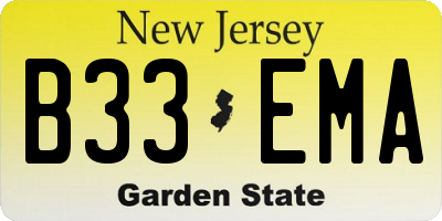 NJ license plate B33EMA