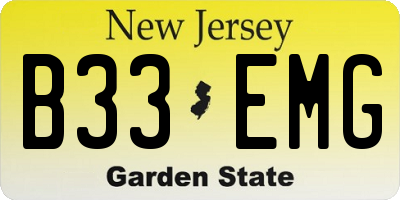 NJ license plate B33EMG