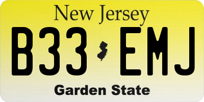 NJ license plate B33EMJ