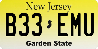 NJ license plate B33EMU