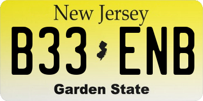NJ license plate B33ENB