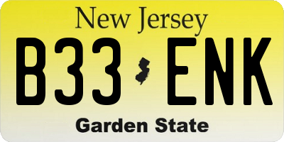 NJ license plate B33ENK