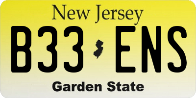 NJ license plate B33ENS