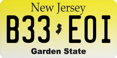 NJ license plate B33EOI