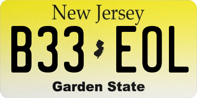 NJ license plate B33EOL