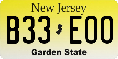 NJ license plate B33EOO