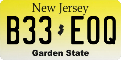 NJ license plate B33EOQ