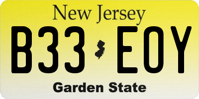NJ license plate B33EOY