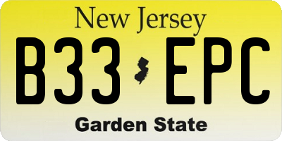 NJ license plate B33EPC