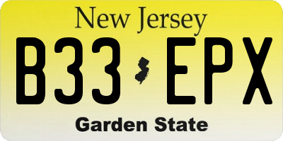 NJ license plate B33EPX