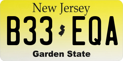 NJ license plate B33EQA