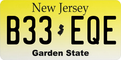 NJ license plate B33EQE