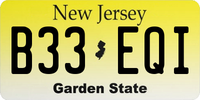 NJ license plate B33EQI