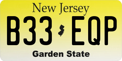 NJ license plate B33EQP