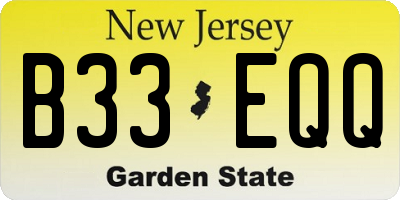 NJ license plate B33EQQ