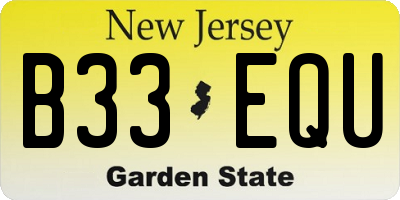 NJ license plate B33EQU