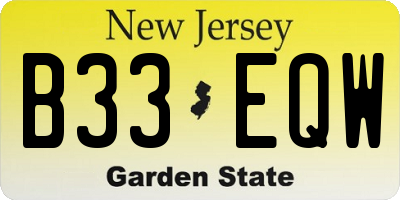 NJ license plate B33EQW