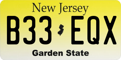 NJ license plate B33EQX