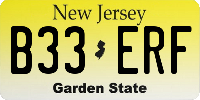 NJ license plate B33ERF