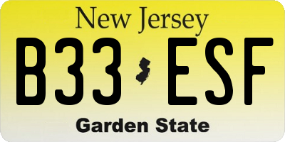 NJ license plate B33ESF