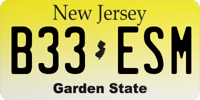 NJ license plate B33ESM