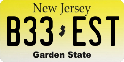 NJ license plate B33EST