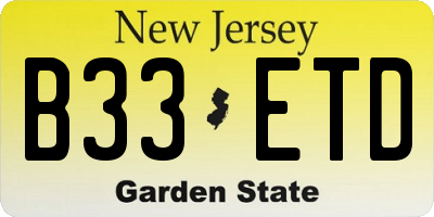 NJ license plate B33ETD