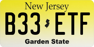 NJ license plate B33ETF
