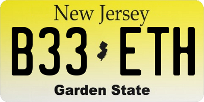 NJ license plate B33ETH