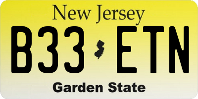 NJ license plate B33ETN
