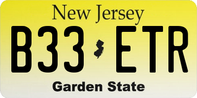 NJ license plate B33ETR