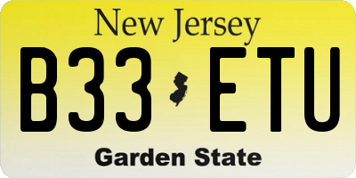 NJ license plate B33ETU