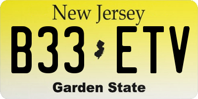 NJ license plate B33ETV
