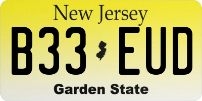 NJ license plate B33EUD