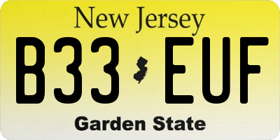 NJ license plate B33EUF