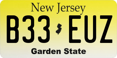 NJ license plate B33EUZ