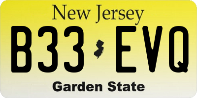 NJ license plate B33EVQ