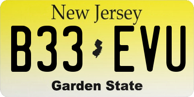 NJ license plate B33EVU