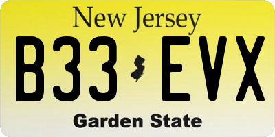 NJ license plate B33EVX