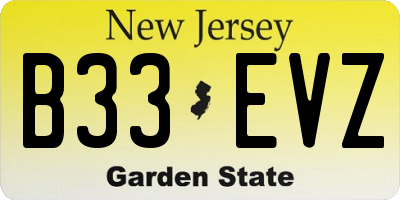 NJ license plate B33EVZ