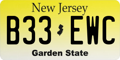 NJ license plate B33EWC
