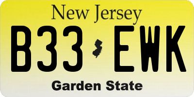 NJ license plate B33EWK